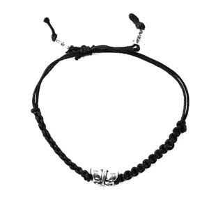 Adjustable hemp cord bracelet with silver  bow